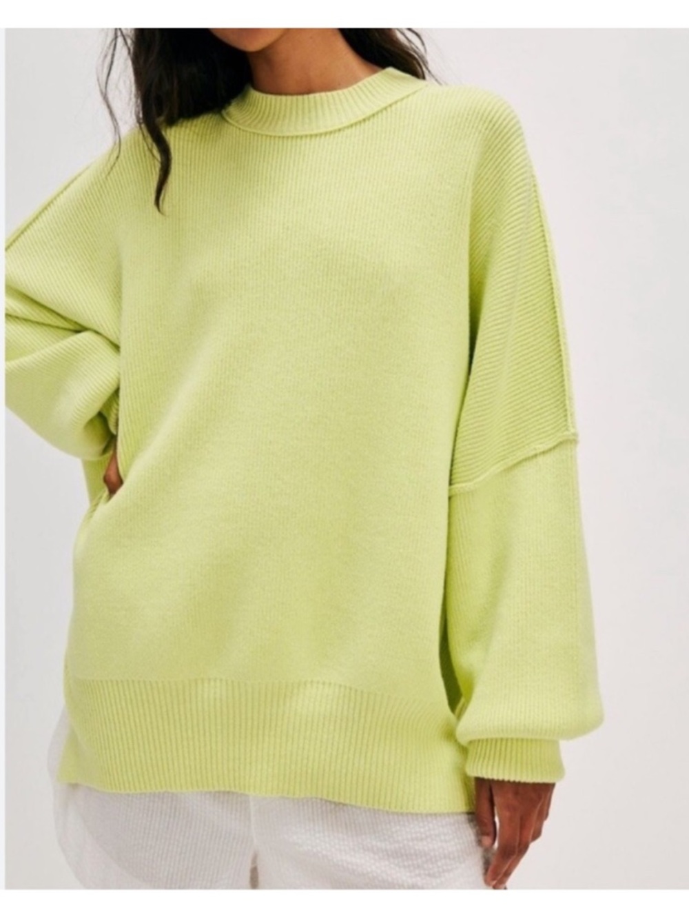 FREE PEOPLE Easy Street Tunic Sweater Pullover Knit Golden Mist NWOT Size XS - Picture 5 of 6